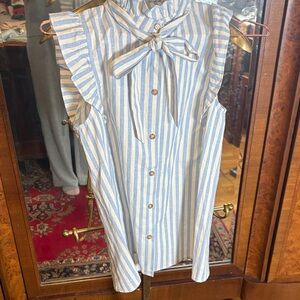 Sezane Blue and White Striped Caroline Rayures blouse NWT XS